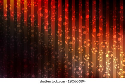 Dark Red vector texture with soccer balls. Colorful gradient with signs of soccer tournament. Pattern for promotion of soccer games.