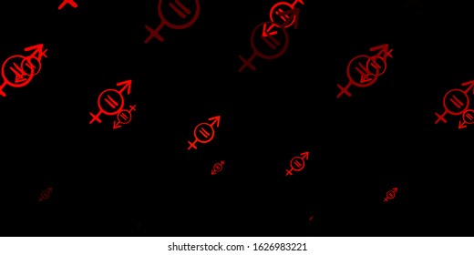 Dark Red vector texture with women's rights symbols. Colorful feminism symbols with a gradient in modern style. Elegant design for wallpapers.