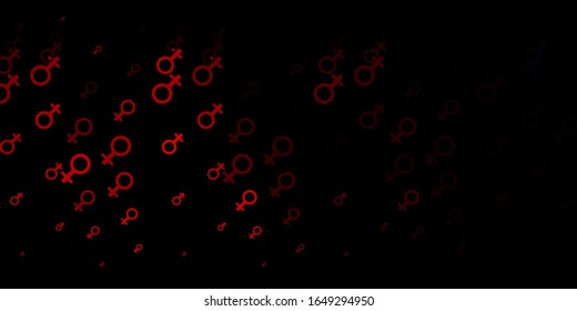 Dark Red vector texture with women's rights symbols. Simple design in abstract style with women’s rights activism. Design for International Women’s Day.