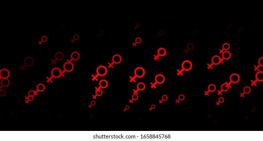 Dark Red vector texture with women's rights symbols. Simple design in abstract style with women’s rights activism. Best design to show the power of women.