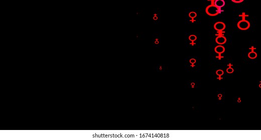 Dark Red vector texture with women's rights symbols. Illustration with signs of women's strength and power. Elegant design for wallpapers.