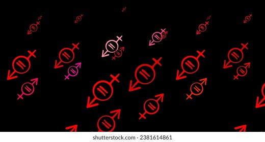 Dark Red vector texture with women's rights symbols. Colorful illustration with gradient feminism shapes. Background for International Women’s Day.