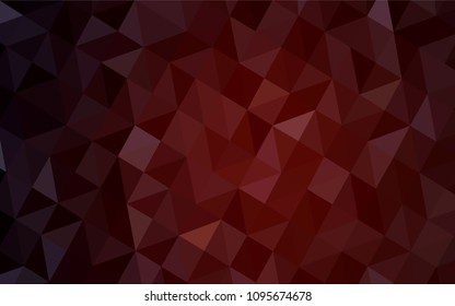 Dark Red vector triangle mosaic texture. Triangular geometric sample with gradient.  Textured pattern for your backgrounds.