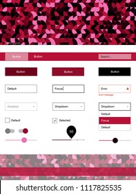 Dark Red vector ui kit with dots. Beautiful ui ux kit with colorful dots in its header. This template you can use for websites.