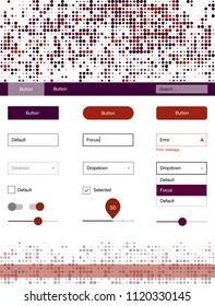 Dark Red vector ui kit with dots. Decorative ui kit design in abstract style with colorful dots. Simple colorful design for websites.