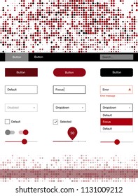 Dark Red vector ui kit with dots. Simple Material Design Kit with colorful dots in header. This template you can use for websites.