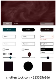 Dark Red vector ui kit with clouds & stars. Decorative ui kit design in abstract style with colorful sky. Beautiful layout for websites, landing pages.