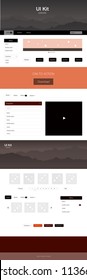 Dark Red vector ui kit with landscape. Web ui kit with abstract gradient hills in its header. Simple colorful design for tourist websites.