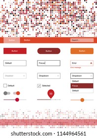 Dark Red vector ui kit with dots. Colorful ui/ux kit with header consisted of spheres. This template you can use for websites.