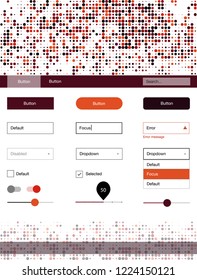 Dark Red Vector Ui Kit With Dots. Colorful Style Guide With Circles On Abstract Background. This Template You Can Use For Websites.