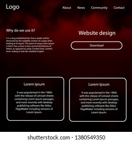 Dark Red vector ui kit with clouds, stars. Web ui kit with abstract gradient clouds in its header. This sample is for your landing page.