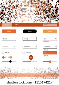 Dark Red vector ui ux kit with circles. Modern Style guide with colorful gradient circles in its header. This template you can use for websites.