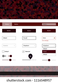 Dark Red vector ui ux kit with circles. Colorful Style guide with circles on abstract background. Beautiful layout for websites, landing pages.