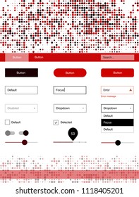 Dark Red vector ui ux kit with circles. Modern Style guide with colorful gradient circles in its header. Beautiful layout for websites, landing pages.