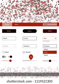 Dark Red vector ui ux kit with circles. Web ui kit with abstract gradient circles in its header. This template you can use for websites.