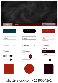 Dark Red vector ui ux kit with space stars. Web ui kit with abstract gradient clouds in its header. Modern template for your landing page.