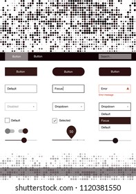 Dark Red vector ui ux kit with circles. Simple Material Design Kit with colorful dots in header. Simple colorful design for websites.