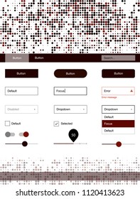 Dark Red vector ui ux kit with circles. Beautiful ui ux kit with colorful dots in its header. Modern template for your landing page.