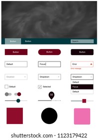 Dark Red vector ui ux kit with space stars. Colorful ui/ux kit with header consisted of clouds & stars. This sample is for your landing page.