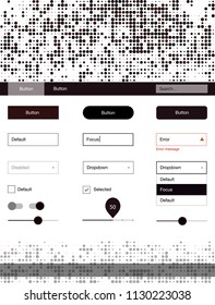 Dark Red vector ui ux kit with circles. Colorful ui/ux kit with header consisted of spheres. This sample is for your landing page.