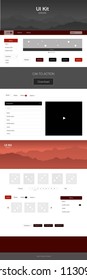 Dark Red vector ui ux kit with hills and rocks. Decorative ui kit design in abstract style with colorful rocks. Sample for your landing page of tourism.