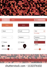 Dark Red vector ui ux kit with circles. Simple Material Design Kit with colorful dots in header. Simple colorful design for websites.