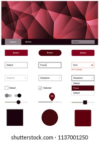 Dark Red vector ui ux kit in triangular style. Decorative ui kit design in abstract style with colorful crystals. This sample is for your landing page.