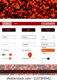 Dark Red vector ui ux kit with circles. Web ui kit with abstract gradient circles in its header. This template you can use for websites.