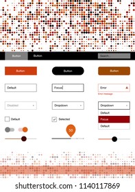 Dark Red vector ui ux kit with circles. Beautiful ui ux kit with colorful dots in its header. This template you can use for websites.