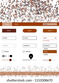 Dark Red vector ui ux kit with circles. Modern Style guide with colorful gradient circles in its header. Simple colorful design for websites.