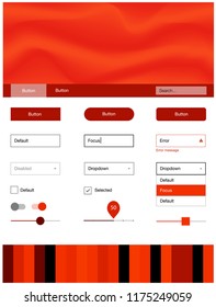 Dark Red vector ui ux kit with lines, ovals. Shining curly illustration in marble style with gradient. This template you can use for websites.