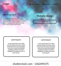 Dark Red vector ui ux kit with space stars. Web ui kit with abstract gradient clouds in its header. This sample is for your landing page.