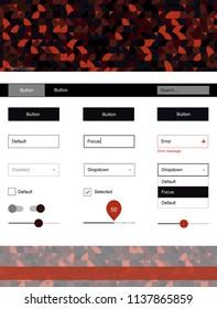 Dark Red vector web ui kit with spheres. Web ui kit with abstract gradient circles in its header. Simple colorful design for websites.