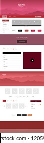 Dark Red vector web ui kit with mountains. Colorful Style guide with mountains on abstract background. Modern template for your landing page.