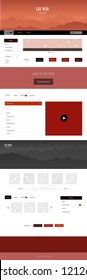 Dark Red vector web ui kit with mountains. Web ui kit with abstract gradient hills in its header. Template for landing pages of leisure.