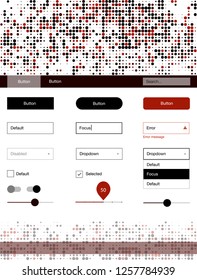 Dark Red vector web ui kit with spheres. Beautiful ui ux kit with colorful dots in its header. This sample is for your website.