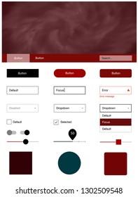 Dark Red vector web ui kit with nebula stars. Decorative ui kit design in abstract style with colorful sky. This template you can use for landing pages.