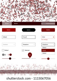 Dark Red vector wireframe kit with dots. Colorful ui/ux kit with header consisted of spheres. Beautiful layout for websites, landing pages.