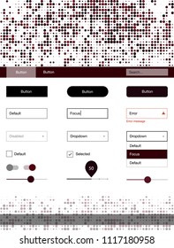 Dark Red vector wireframe kit with dots. Colorful ui/ux kit with header consisted of spheres. This sample is for your landing page.