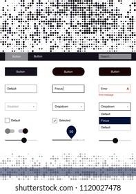 Dark Red vector wireframe kit with dots. Simple Material Design Kit with colorful dots in header. This template you can use for websites.