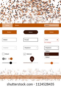 Dark Red vector wireframe kit with dots. Modern Style guide with colorful gradient circles in its header. This template you can use for landing pages.