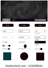 Dark Red vector wireframe kit with galaxy stars. Simple Material Design Kit with colorful clouds in header. This template you can use for landing pages.