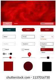 Dark Red vector wireframe kit with galaxy stars. Modern Style guide with colorful gradient sky in its header. Modern template for your landing page.
