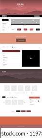 Dark Red vector wireframe kit with nature. Colorful ui/ux kit with header consisted of hills & rocks. Template for landing pages of leisure.