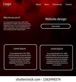Dark Red vector wireframe kit with galaxy stars. Beautiful ui ux kit with colorful sky in its header. This template you can use for landing pages.