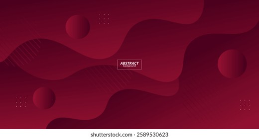 Dark red wavy background with gradient textured background design in 3D style. Vector Eps10