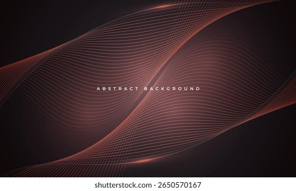 Dunkelrote wellenförmige Linien auf dunklem abstraktem Technologiehintergrund. Vektorgrafik