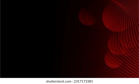 Líneas onduladas de color rojo oscuro con fondo de plantilla de círculos reflejados