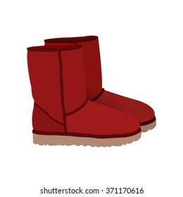 Dark red winter short boots vector