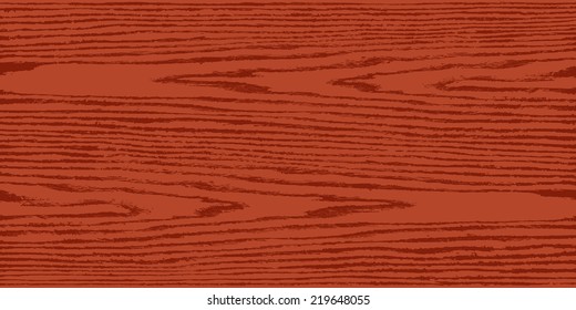 Dark red wood texture background in horizontal format. Realistic plank with annual years circles in flat style. Design elements save in vector illustration 8 eps